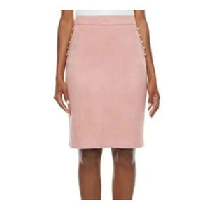 Liz Claiborne Pencil Skirt Women's Size 4 Pink Faux Suede Dessert Rose Outdoor